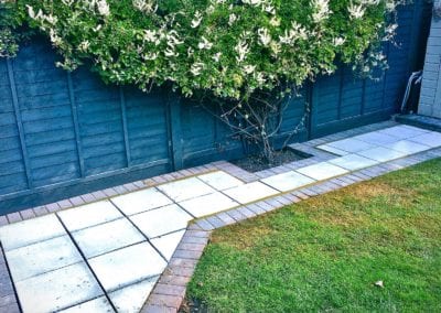 Concrete slab path with edging headers