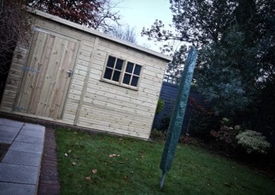 Pressure treated pent shed